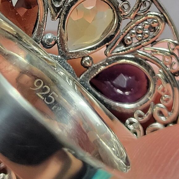 Bali Legacy Multi Gemstone Florel Ring Size 7 - Picture 13 of 14